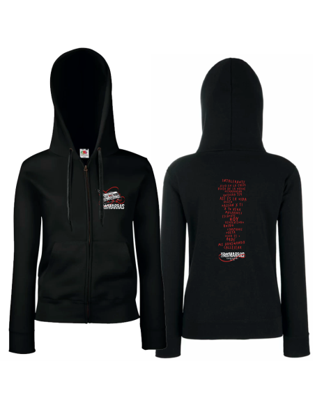 Sudadera con cremallera "Portada Rebobinando" delantera + trasera