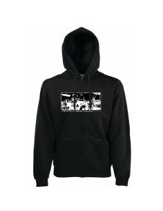 Sudadera cremallera "Banner blanco y negro"