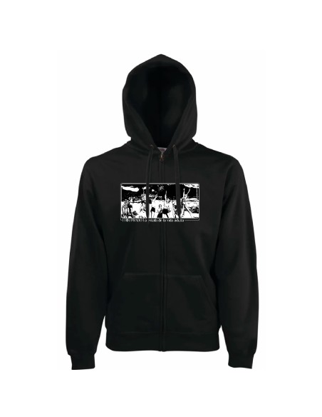 Sudadera cremallera "Banner blanco y negro"