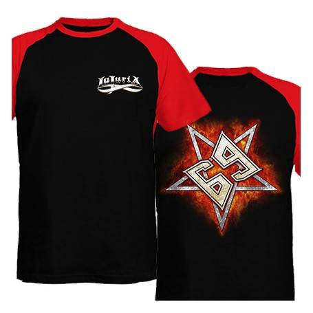 Camiseta ranglan mangas rojas "Logo 69" con trasera