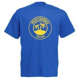 Camiseta azul "Mediterranea amarillo"
