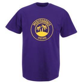 Camiseta morada "Mediterranea amarillo"