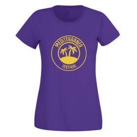 Camiseta morada "Mediterranea amarillo"