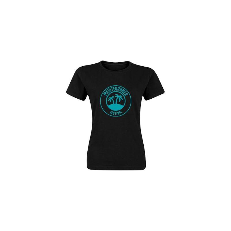 Camiseta negra "Mediterranea azul"