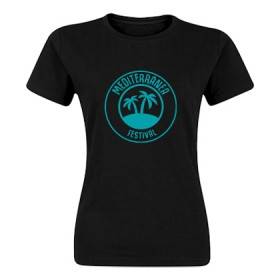 Camiseta negra "Mediterranea azul"