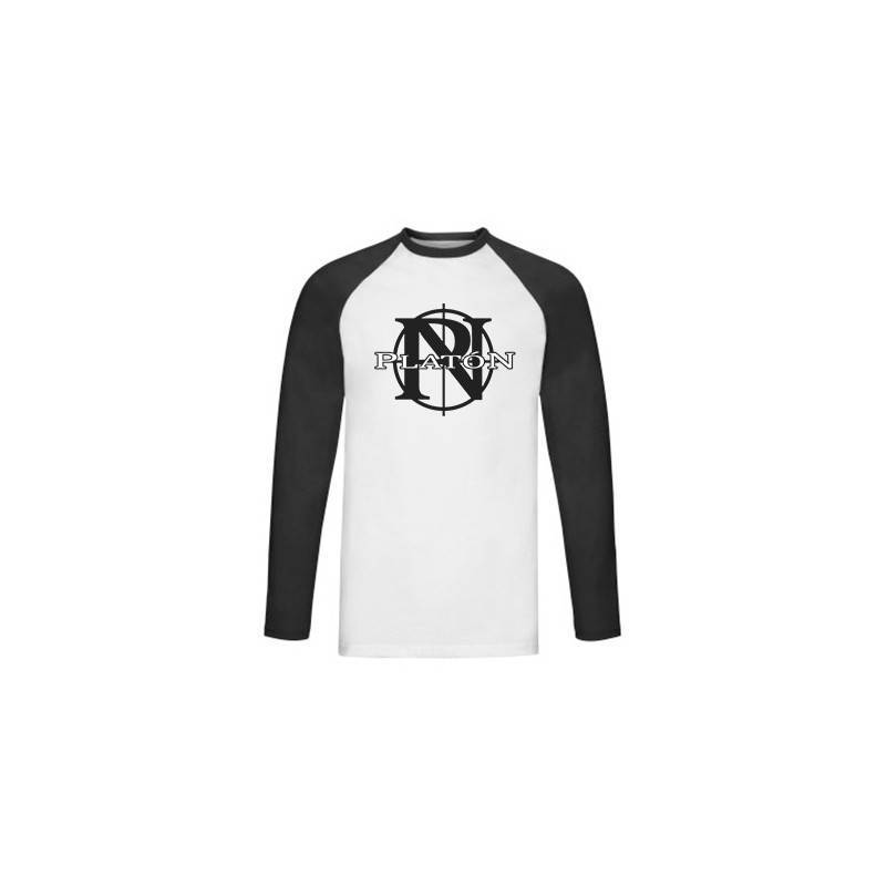 Camiseta ranglan manga larga negra...