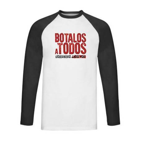 Camiseta ranglan manga larga negra "Botalos A Todos"