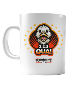 Taza cerámica blanca "1,2,3, Qua!"