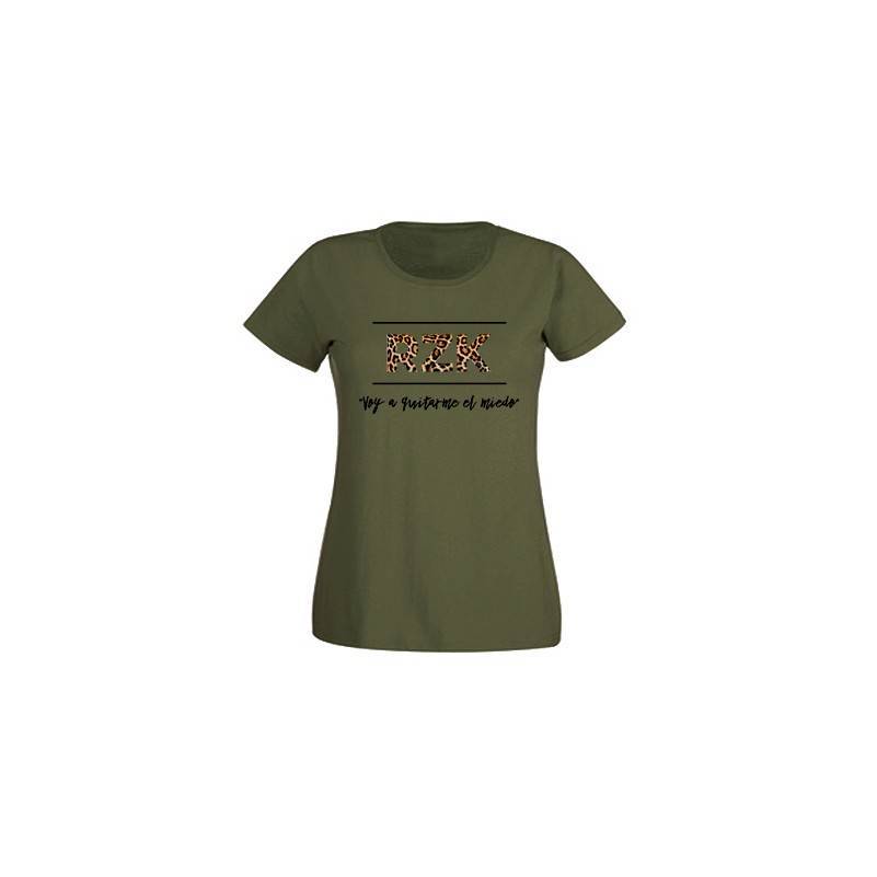 Camiseta verde militar chica "Voy a quitarme"