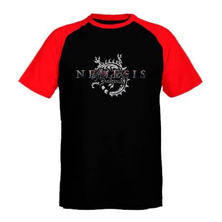 Camiseta ranglan mangas rojas "Logo Némesis"