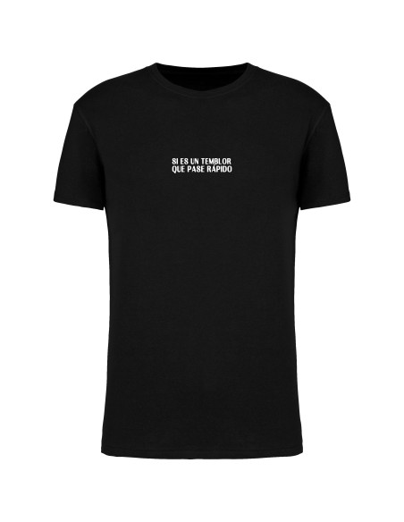 Camiseta negra "Si es un temblor" + "Patrick" trasera