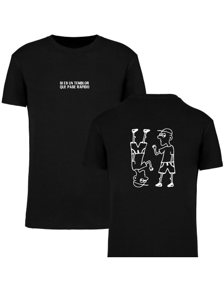 Camiseta negra "Si es un temblor" + "Patrick" trasera