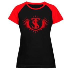 Camiseta ranglan mangas rojas chica "Logotipo"