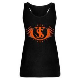 Camiseta negra chica tirantes "Logotipo"