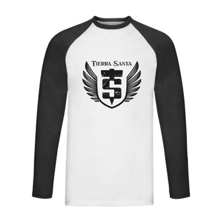 Camiseta ranglan manga larga negra "Escudo Destino"