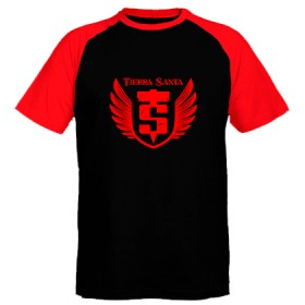 Camiseta ranglan mangas rojas "Escudo Destino" en rojo