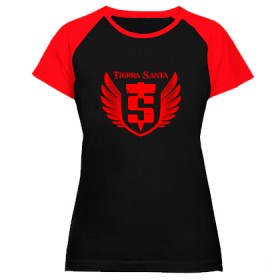 Camiseta ranglan mangas rojas "Escudo Destino" en rojo