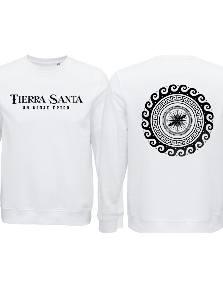 Sudadera sin capucha "Un viaje Épico" delantera + "Brújula" trasera