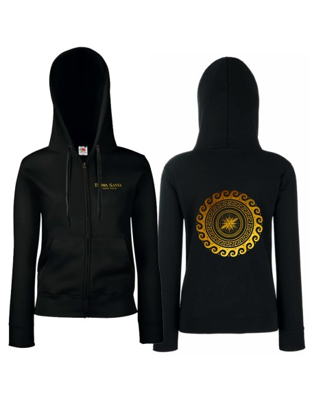 Sudadera con cremallera "Un viaje Épico" delantera + "Brújula" trasera