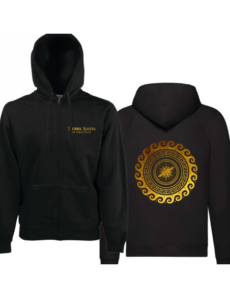 Sudadera con cremallera "Un viaje Épico" delantera + "Brújula" trasera