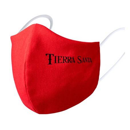Mascarilla roja "Tierra Santa" en negro