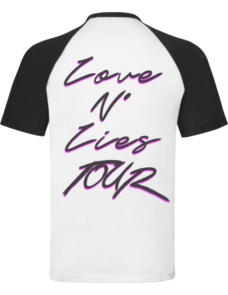 Camiseta ranglan "Foto" delantera + "Love N’ Lies Tour" trasera
