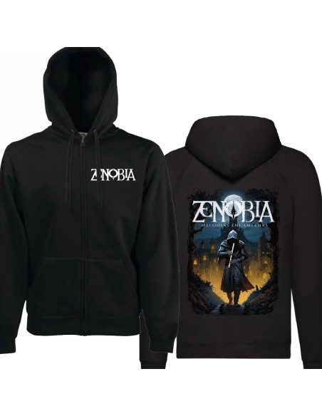 Sudadera con cremallera "Logo" + "Portada Melodías Encantadas" trasera