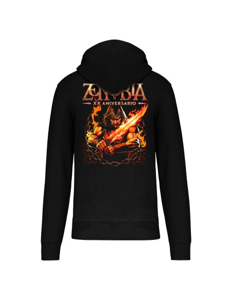 Sudadera con cremallera "Logo XX Aniversario" + "Héroe" trasera